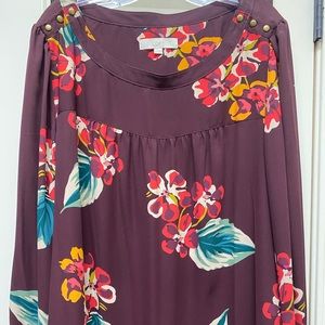 Loft Burgundy Floral Blouse